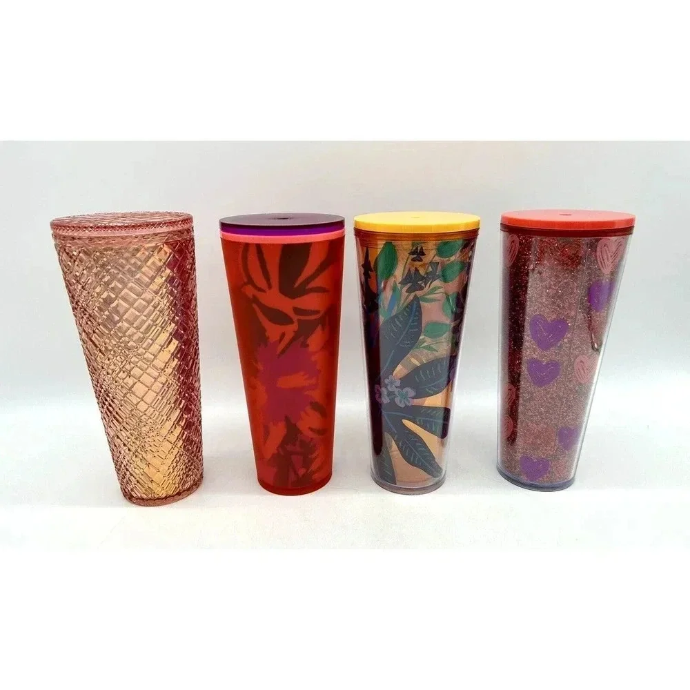 4 Starbucks 24oz Tumbler Valentine's Day Diamond Studded Floral Venti Summer - Picture 8 of 14